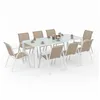 Image de IDMarket - Salon de Jardin Madrid Table 190 cm et 8 chaises empilables Blanc et Beige