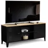 Image de IDMarket - Meuble TV 113 cm Ester 2 Portes métal Noir et Plateau Bois Design Industriel