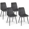 Image de IDMarket - Lot de 4 chaises Mila en Velours Gris foncé pour Salle à Manger