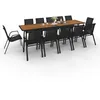 Image de IDMarket - Salon de Jardin NOUMEA Table Extensible 135/270 cm Plateau Effet Bois et 12 chaises empilables Noir et Bois
