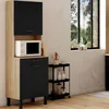 Image de IDMarket - Buffet de cuisine 60 CM CINA 2 portes + tiroir façon hêtre et noir