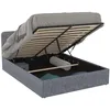 Image de IDMarket - Lit Coffre Double Norfolk avec tête de lit et sommier 140 x 190 cm Tissu Gris Anthracite