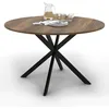 Image de IDMarket - Table à Manger Ronde Alix 6 Personnes Pied araignée Noir et Plateau Bois foncé Hawkins 110 cm