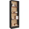 Image de IDMarket - Etagère bibliothèque Carla 5 Niveaux Noir et Effet Bois 190 cm