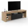 Image de IDMarket - Meuble TV 140 cm Malo Bois et Placard Noir