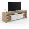 Image de IDMarket - Meuble TV 140 cm Malo Bois et Placard Blanc