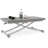 Image de IDMarket - Table Basse 2 en 1 relevable en Table à Manger rectangulaire Urbana 100 cm Effet béton Pied Gris chromé