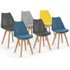 Image de IDMarket - Lot de 6 chaises scandinaves SARA Mix Color Bleu x2, Gris Clair, Gris foncé x2, Jaune