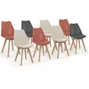 Image de IDMarket - Lot de 8 chaises scandinaves SARA Mix Color Gris foncé x2, Terracotta x3, Beige x3