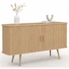 Image de IDMarket - Buffet 140 cm Romie 2 Portes coulissantes Latte tasseau Bois Coloris chêne