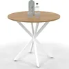 Image de IDMarket - Table à Manger Ronde Alix 4 Personnes Pied araignée Bois et Blanc 80 cm