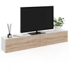 Image de IDMarket - Meuble TV 180 cm Suspendu Elio 2 Portes Blanc et Bois