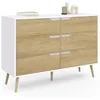 Image de IDMarket - Commode 6 tiroirs Helsinki 115 cm scandinave Blanc et Effet hêtre