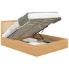 Image de IDMarket - Lit Coffre Double EDHEN avec tête de lit cannage et sommier 140 x 190 cm Coloris Bois
