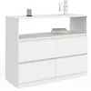 Image de IDMarket - Commode 4 tiroirs TOMI 100 cm avec Niche Bois Blanc