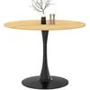 Image de IDMarket - Table à Manger Ronde Dalia 4 Personnes Pieds Tulipe Bois et Noir 100 cm