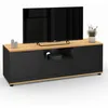 Image de IDMarket - Meuble TV 110 cm VITO avec tiroir et Niche Noir et Bois
