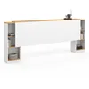 Image de IDMarket - Tête de lit sur Pied Extensible avec chevets coulissants CATBA pour lit 140 et 160 cm Blanc et façon Bois