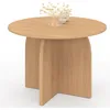 Image de IDMarket - Table à Manger Fixe japandi Ronde Edith 6 Personnes Bois Effet hêtre 110 cm