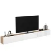 Image de IDMarket - Meuble TV 270 cm Suspendu Elio 3 Portes Bois et Blanc
