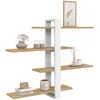 Image de IDMarket - Etagère Murale avec étagères coulissantes ORA 4 Niveaux façon hêtre et Blanc