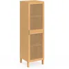 Image de IDMarket - Armoire de Rangement EDHEN 1 Porte 3 étagères Bois et cannage