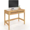 Image de IDMarket - Bureau 1 tiroir EDHEN Bois et cannage