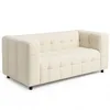 Image de IDMarket - Canapé Droit 2 Places capitonné AMANCE en Tissu Bouclette Beige