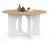 Image de IDMarket - Table Basse Ronde Aloise Pied Arc Bois et Blanc 70 cm