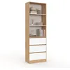 Image de IDMarket - Etagère bibliothèque Carla 3 Niveaux 3 tiroirs Blanc et Effet Bois 190 cm