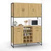 Image de IDMarket - Buffet de Cuisine 120 CM Detroit 5 Portes + tiroirs + Range-Bouteilles Design Industriel