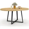 Image de IDMarket - Table à Manger Extensible Ronde Selma 4-8 Personnes Bois et Noir 110-150 cm