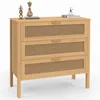 Image de IDMarket - Commode 3 tiroirs EDHEN 80 cm cannage Coloris Bois