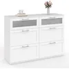 Image de IDMarket - Commode 6 tiroirs VITO 110 cm Bois Blanc et Effet givré