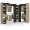 Image de IDMarket - Dressing Extensible d'angle Marlon 230 x 140 x 180 cm cm hêtre avec penderies + étagères + Rideaux Noirs