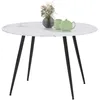 Image de IDMarket - Table à Manger Ronde Amelia 4 Personnes Effet marbre Blanc Alaska Pieds métal Noir 110 cm