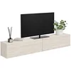 Image de IDMarket - Meuble TV 180 cm Suspendu Elio 2 Portes Bois Effet travertin