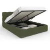 Image de IDMarket - Lit Coffre Double Nuage avec tête de lit matelassée et sommier 140 x 190 cm Tissu Bouclette Vert Kaki
