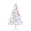 Image de HOMCOM Sapin Arbre de Noël Artificiel Blanc 150 cm 680 Branches avec Nombreux Accessoires variés