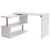 Image de HOMCOM Bureau Informatique Table Informatique Table de Salle à Manger modulable avec bibliothèque adjacente Design Contemporain mélaminé métal chromé Blanc