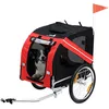 Image de PawHut Remorque vélo pour Chien Animaux 8 réflecteurs Drapeau Barre attelage Inclus Acier Polyester imperméable Max. 30 Kg 130L x 73l x 90H cm Rouge