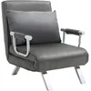 Image de HOMCOM Fauteuil chauffeuse canapé-lit Convertible 1 Place déhoussable Grand Confort Coussin Pieds accoudoirs métal suède Gris