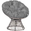 Image de Outsunny Fauteuil Rond de Jardin Fauteuil papasan pivotant Grand Confort Ø 97 x 86H cm Grand Coussin fourni Polyester résine tressée Gris