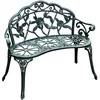 Image de Outsunny Banc de Jardin 2 Places Style néo-rétro Motif Rose Lignes fuselées 100L x 54l x 78H cm Fonte d'aluminium Vert Vieilli