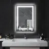 Image de kleankin Miroir rectangulaire lumineux LED miroir mural de salle de bain avec étagère intégrée 3 couleurs luminosité réglable interrupteur tactile dim. 50L x 12l x 70H cm argent