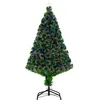 Image de HOMCOM Sapin de Noël Artificiel Lumineux 120H cm Fibre Optique Multicolore + Support Pied 130 Branches étoile Sommet Brillante Vert