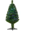 Image de HOMCOM Sapin de Noël Artificiel Lumineux 90H cm Fibre Optique Multicolore + Support Pied 90 Branches Vert