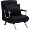 Image de HOMCOM Fauteuil chauffeuse canapé-lit Convertible 1 Place déhoussable Grand Confort Coussin Pieds accoudoirs métal suède Noir