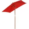 Image de Outsunny Parasol de jardin extérieur Parasol rectangulaire inclinable bois polyester haute densité 2L x 1,5l x 2,3H m rouge
