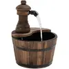 Image de Outsunny Fontaine de Jardin tonneau Pompe à Eau Submersible Incluse Ø 27 x 37H cm Bois de pin Marron